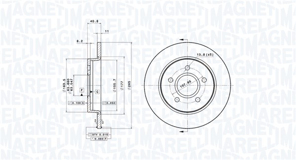 MAGNETI MARELLI Hátsó féktárcsa DFV0602_MM