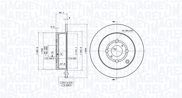 MAGNETI MARELLI Hátsó féktárcsa DFV0614_MM