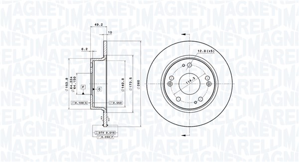 MAGNETI MARELLI Hátsó féktárcsa DFV0618_MM