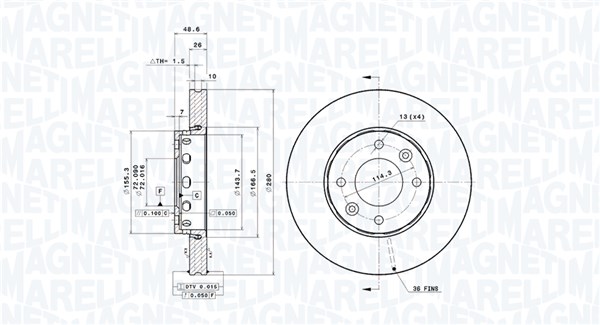 MAGNETI MARELLI Első féktárcsa DFV0626_MM