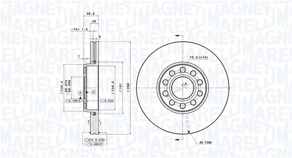 MAGNETI MARELLI Féktárcsa, mind DFV0639_MM