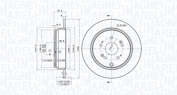 MAGNETI MARELLI Hátsó féktárcsa DFV0666_MM