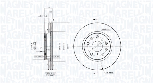 MAGNETI MARELLI Első féktárcsa DFV0708_MM