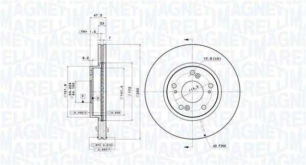 MAGNETI MARELLI Első féktárcsa DFV0723_MM