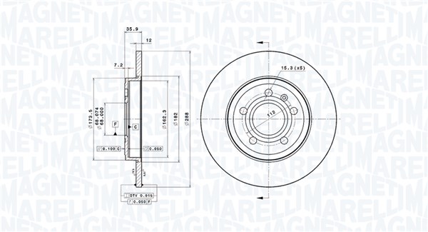 MAGNETI MARELLI Hátsó féktárcsa DFV0753_MM