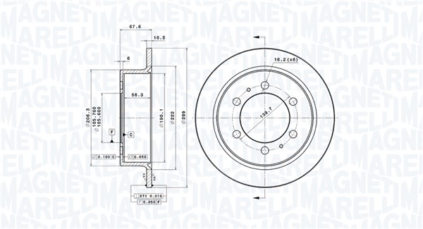 MAGNETI MARELLI Hátsó féktárcsa DFV0755_MM