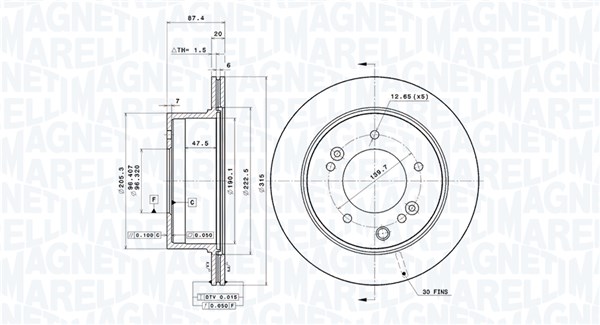 MAGNETI MARELLI Hátsó féktárcsa DFV0783_MM