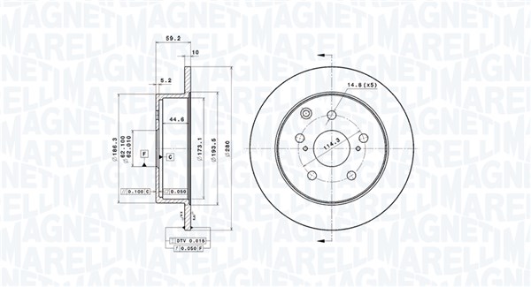 MAGNETI MARELLI Hátsó féktárcsa DFV0786_MM