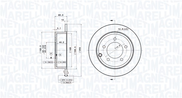 MAGNETI MARELLI DFV0801_MM Hátsó féktárcsa