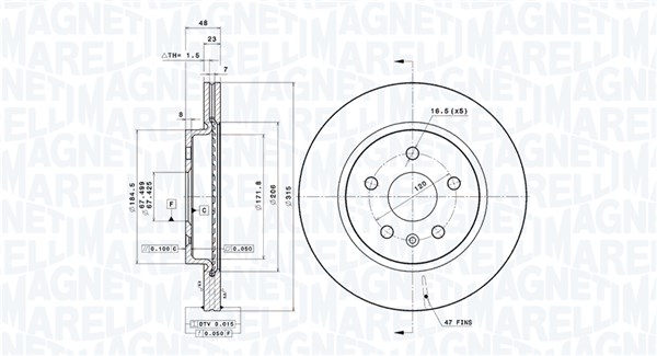 MAGNETI MARELLI Hátsó féktárcsa DFV0809_MM