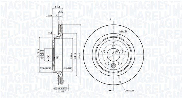 MAGNETI MARELLI Hátsó féktárcsa DFV0812_MM