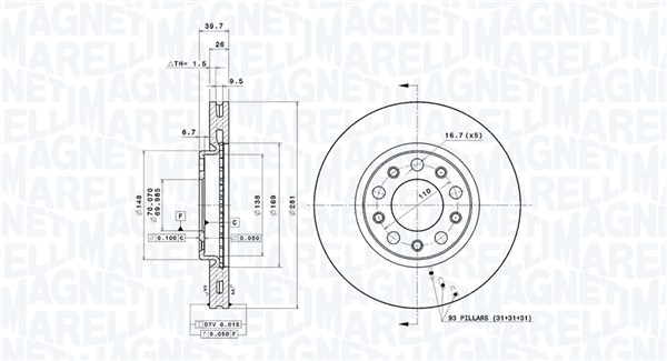 MAGNETI MARELLI Féktárcsa, mind DFV0813_MM