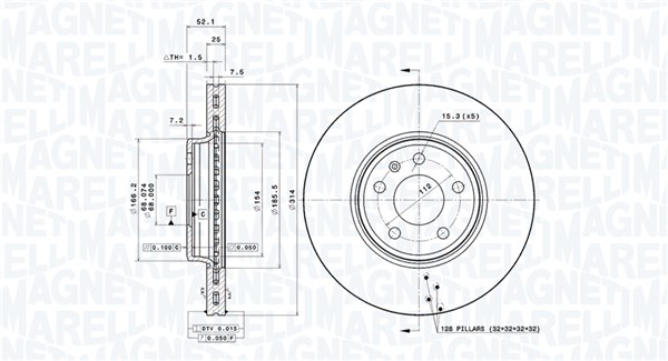 MAGNETI MARELLI Első féktárcsa DFV0814_MM