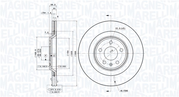 MAGNETI MARELLI Hátsó féktárcsa DFV0817_MM