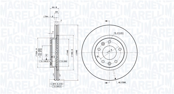 MAGNETI MARELLI Féktárcsa, mind DFV0818_MM