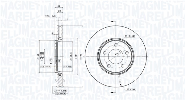 MAGNETI MARELLI Első féktárcsa DFV0874_MM