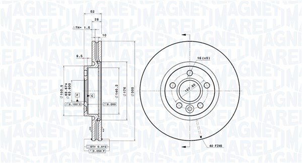 MAGNETI MARELLI Első féktárcsa DFV0876_MM