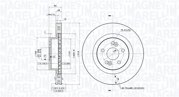 MAGNETI MARELLI Féktárcsa, mind DFV0880_MM