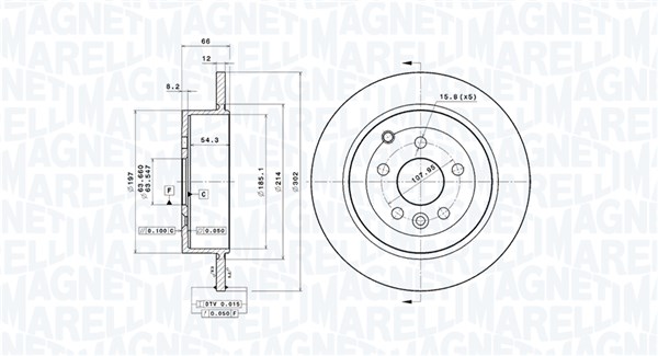 MAGNETI MARELLI Hátsó féktárcsa DFV0885_MM