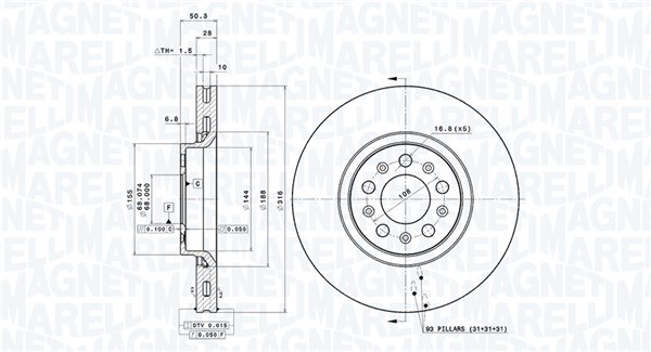 MAGNETI MARELLI Féktárcsa, mind DFV0894_MM