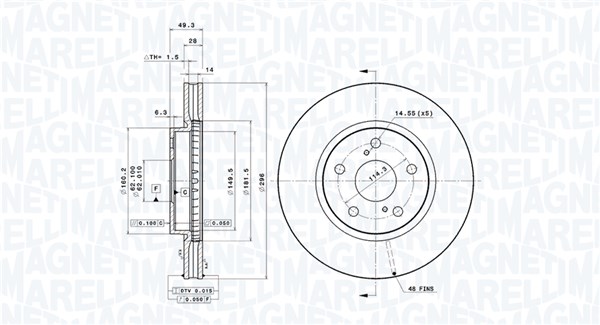 MAGNETI MARELLI Féktárcsa, mind DFV0895_MM