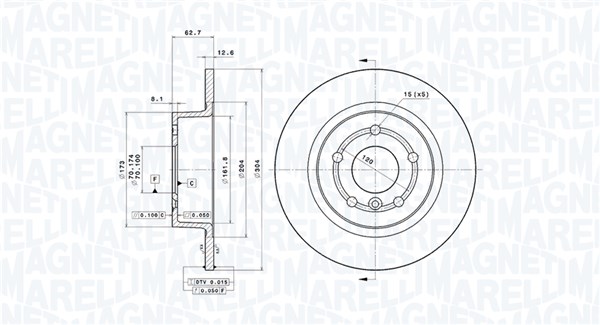 MAGNETI MARELLI Hátsó féktárcsa DFV0905_MM