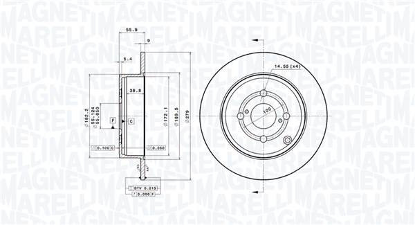 MAGNETI MARELLI Hátsó féktárcsa DFV0906_MM