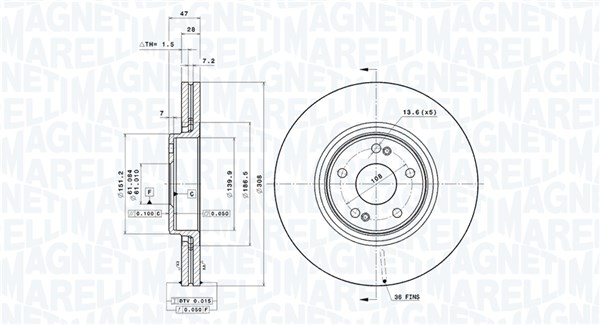 MAGNETI MARELLI Féktárcsa, mind DFV0930_MM