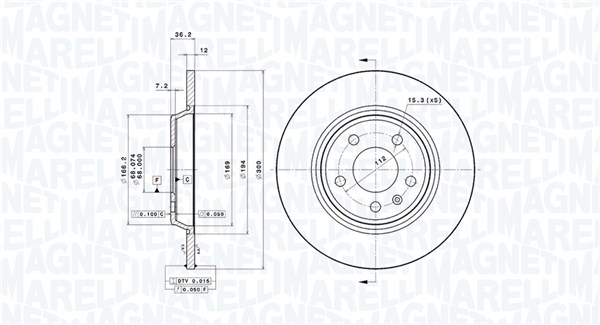 MAGNETI MARELLI Hátsó féktárcsa DFV0950_MM