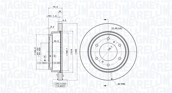 MAGNETI MARELLI Hátsó féktárcsa DFV0967_MM