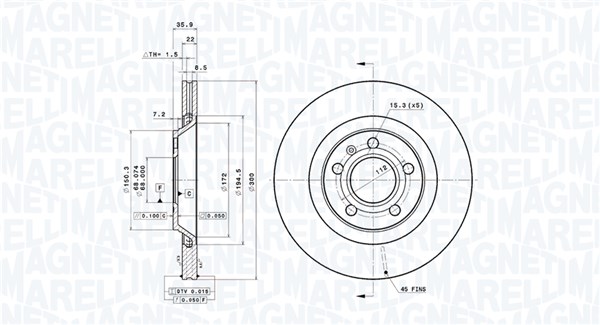 MAGNETI MARELLI Féktárcsa, mind DFV0981_MM