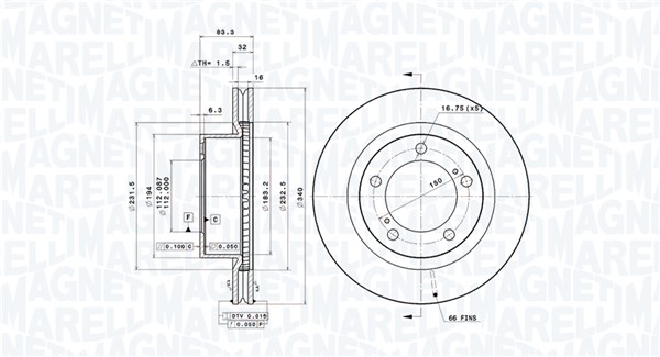 MAGNETI MARELLI Első féktárcsa DFV0983_MM