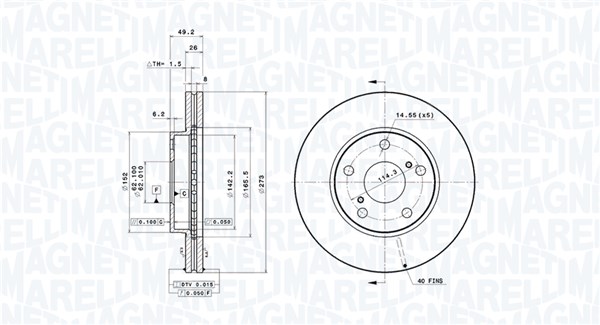 MAGNETI MARELLI Első féktárcsa DFV1020_MM