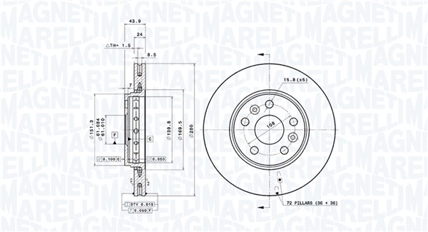 MAGNETI MARELLI Első féktárcsa DFV1069_MM