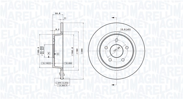 MAGNETI MARELLI Hátsó féktárcsa DFV1085_MM