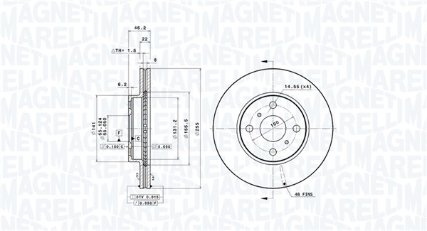 MAGNETI MARELLI Féktárcsa, mind DFV1108_MM