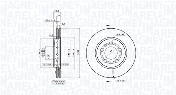 MAGNETI MARELLI Hátsó féktárcsa DFV1114_MM