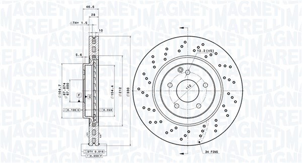 MAGNETI MARELLI Első féktárcsa DFV1130_MM