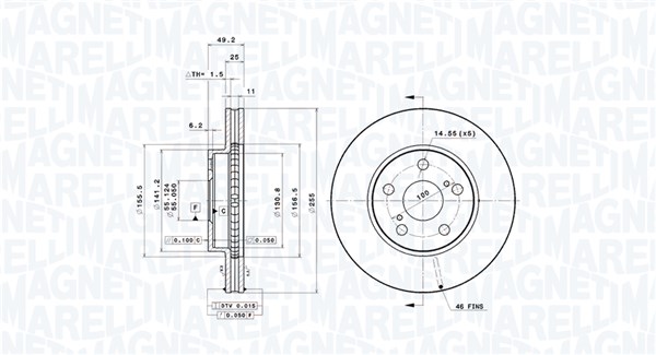 MAGNETI MARELLI Első féktárcsa DFV1155_MM