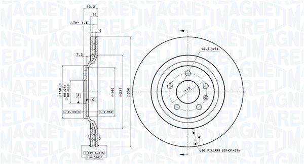 MAGNETI MARELLI Féktárcsa, mind DFV1167_MM