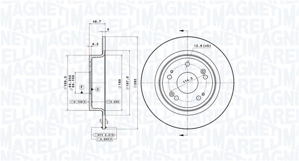 MAGNETI MARELLI Hátsó féktárcsa DFV1174_MM