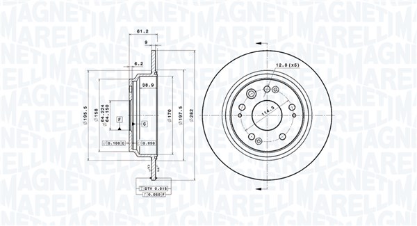 MAGNETI MARELLI Hátsó féktárcsa DFV1182_MM