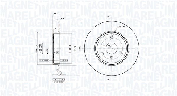 MAGNETI MARELLI Féktárcsa, mind DFV1188_MM