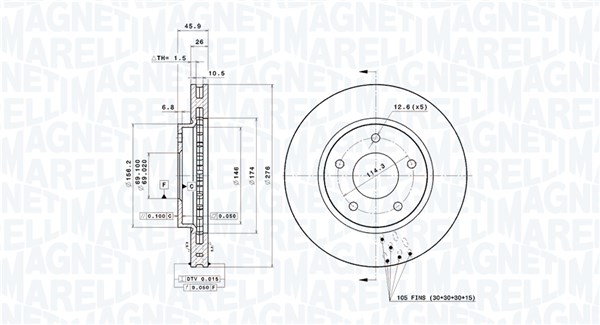 MAGNETI MARELLI Féktárcsa, mind DFV1230_MM