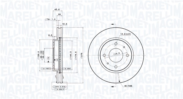 MAGNETI MARELLI Féktárcsa, mind DFV1263_MM