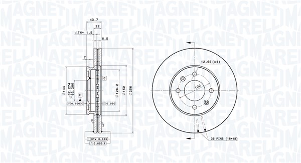 MAGNETI MARELLI Féktárcsa, mind DFV1267_MM