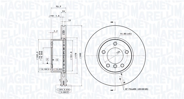 MAGNETI MARELLI Féktárcsa, mind DFV1282_MM