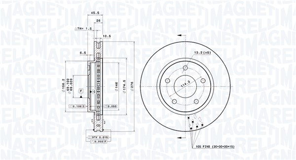 MAGNETI MARELLI Féktárcsa, mind DFV1323_MM