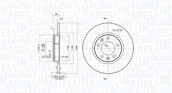 MAGNETI MARELLI Féktárcsa, mind DFV1390_MM