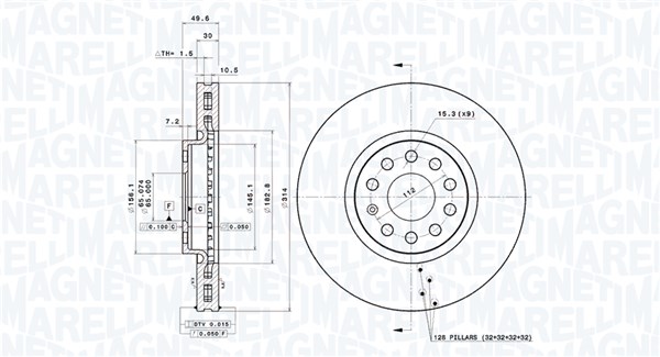 MAGNETI MARELLI Féktárcsa, mind DFV1485_MM